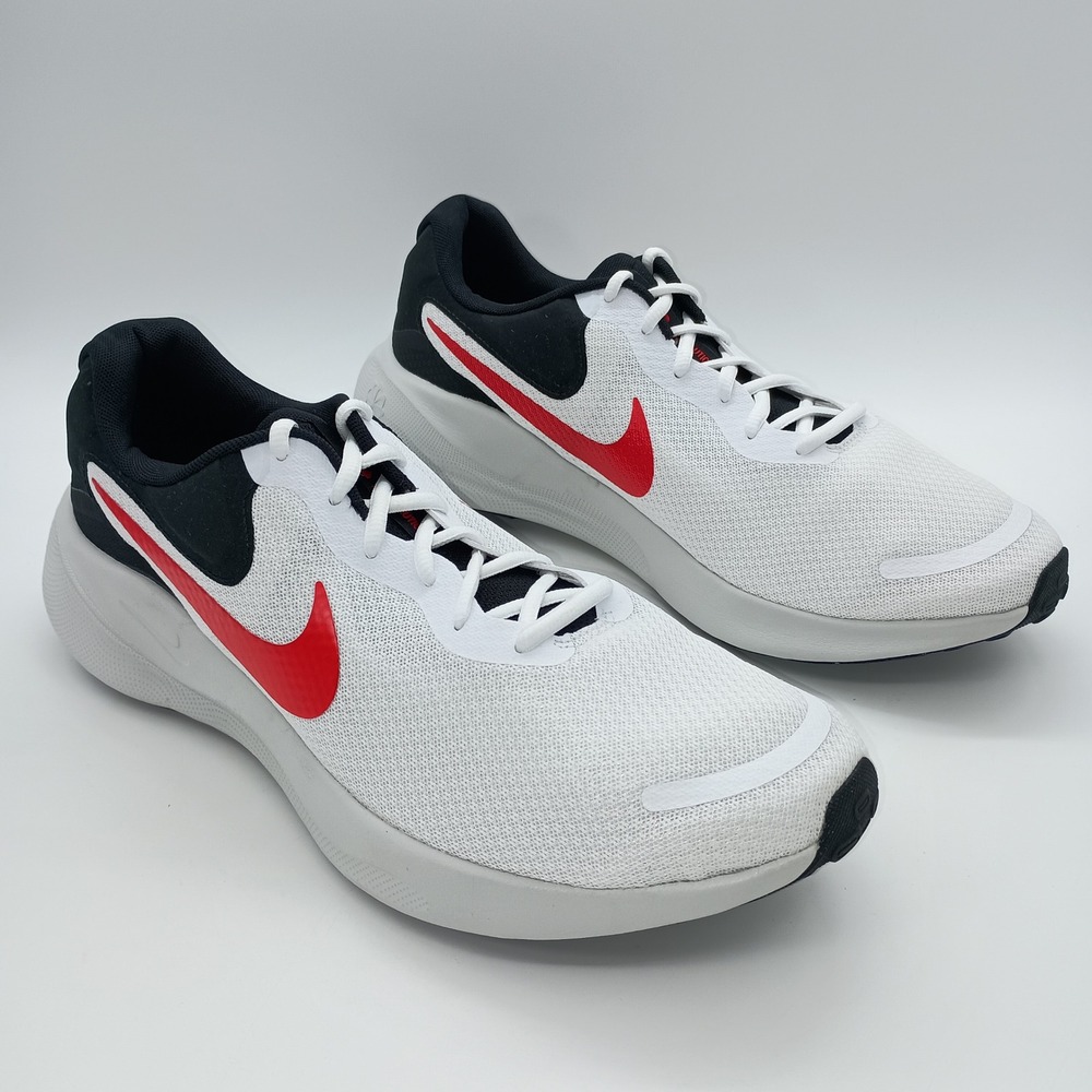 Nike Revolution 7 Mens Running Shoes White Red Black FB2207-102 Size 13